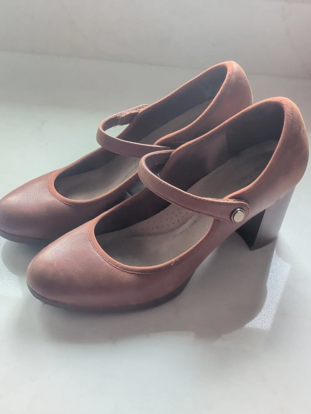 Mary Jane Block Heel Pumps in Brown - Picture 2 of 6